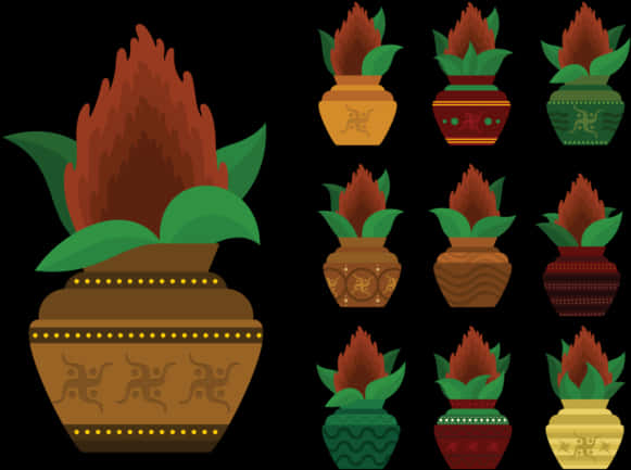 Assorted Decorative Kalash Designs