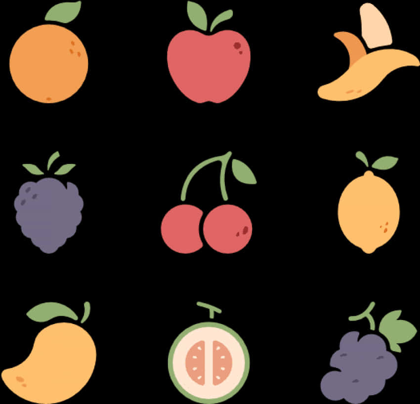 Assorted Fruit Icons Set