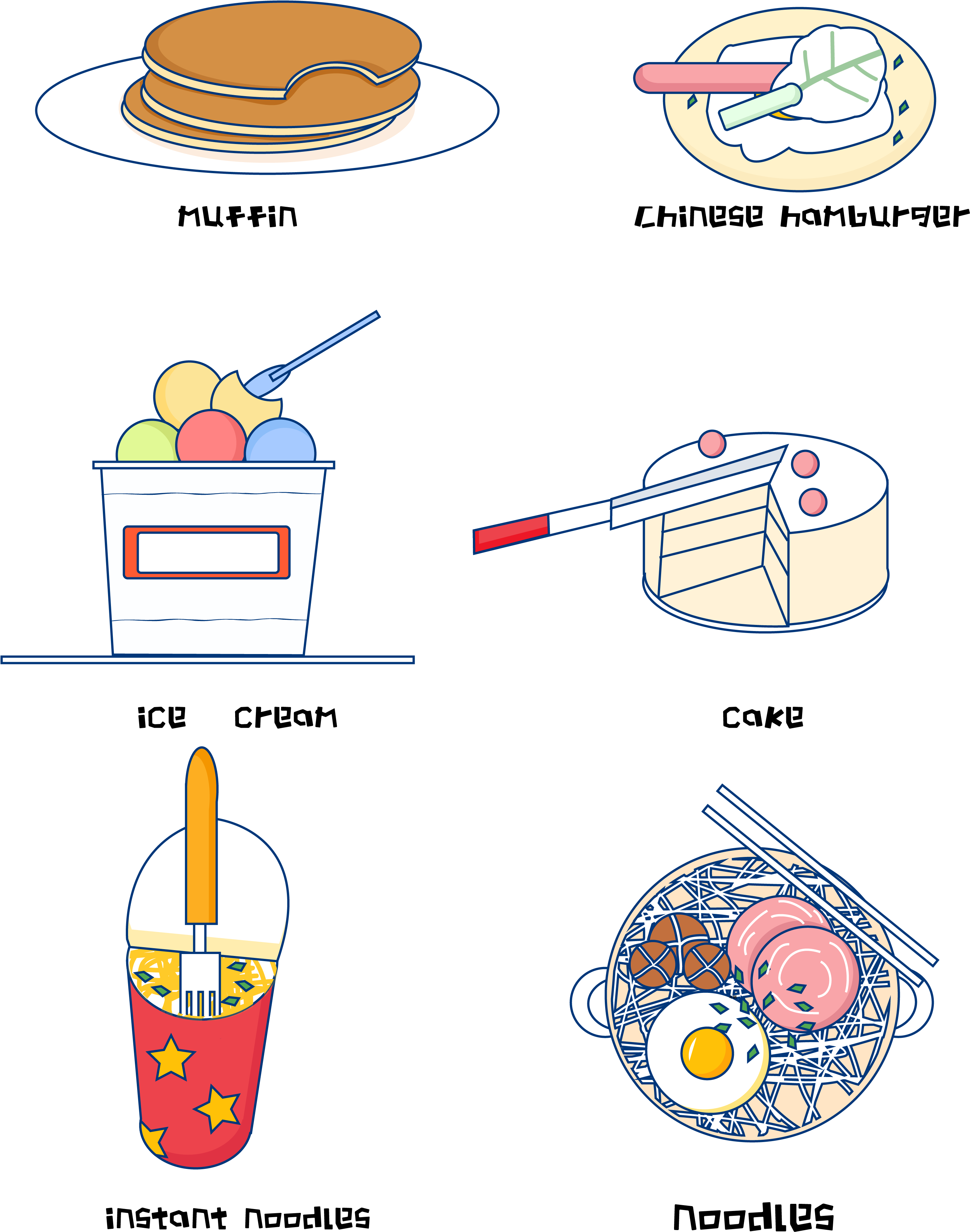 Assorted International Snacks Illustration