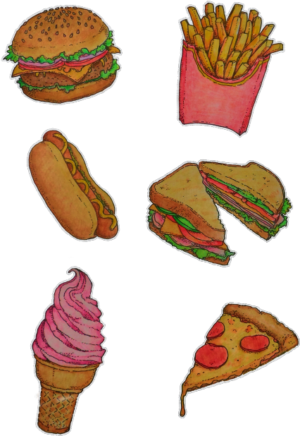 Assorted Junk Food Illustrations