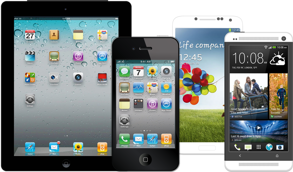 Assorted Mobile Devices Display