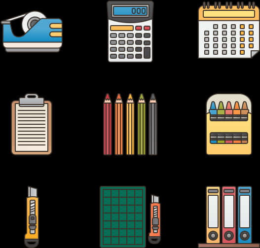 Assorted Stationery Icons Set