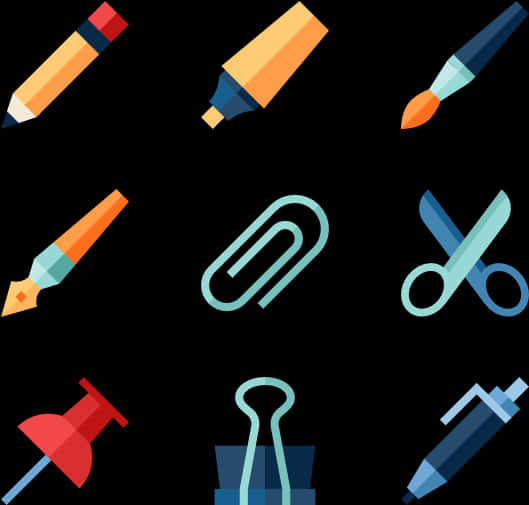 Assorted Stationery Icons Set