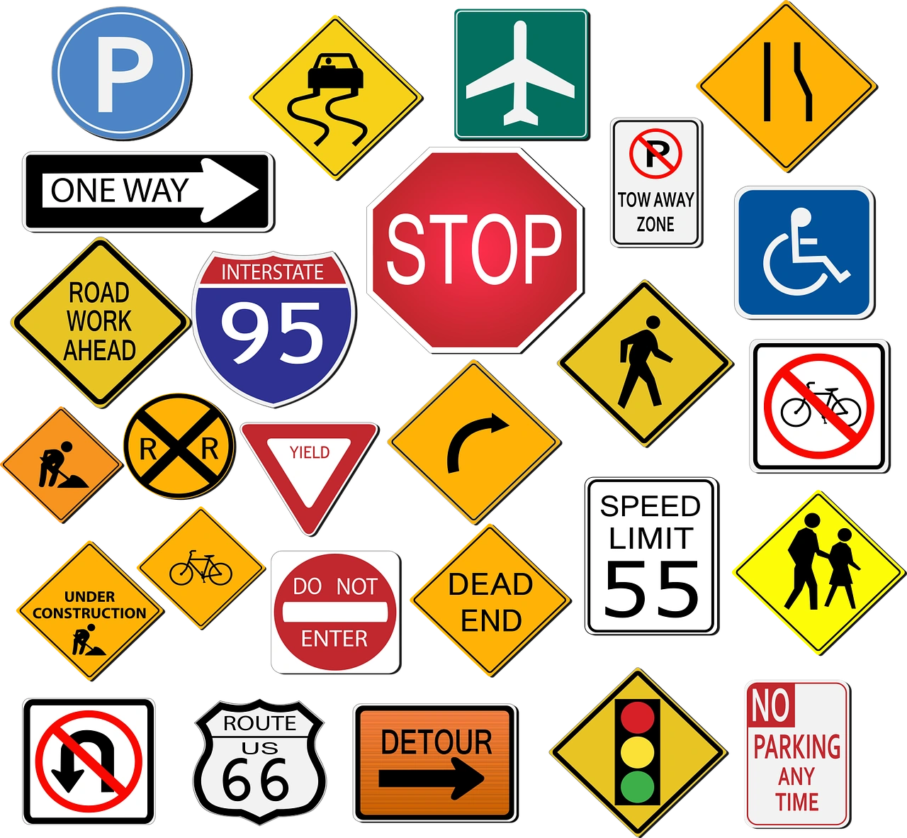 Assorted U S Traffic Signs