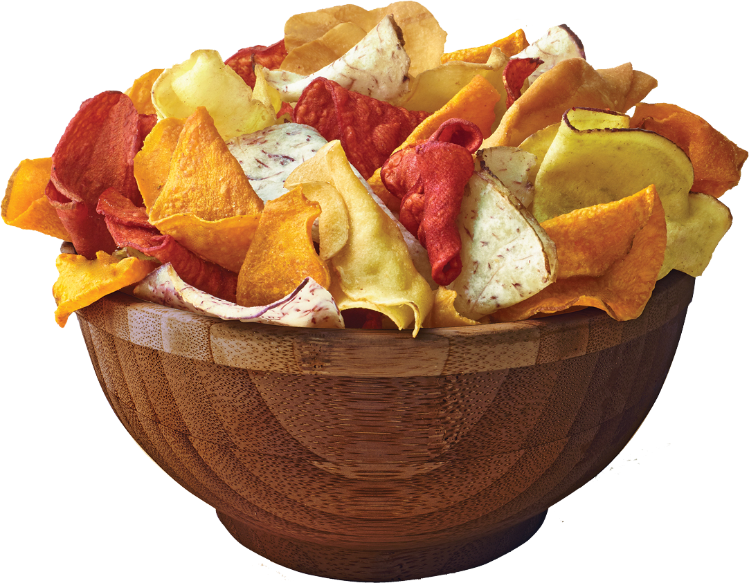 Assorted Vegetable Chipsin Wooden Bowl