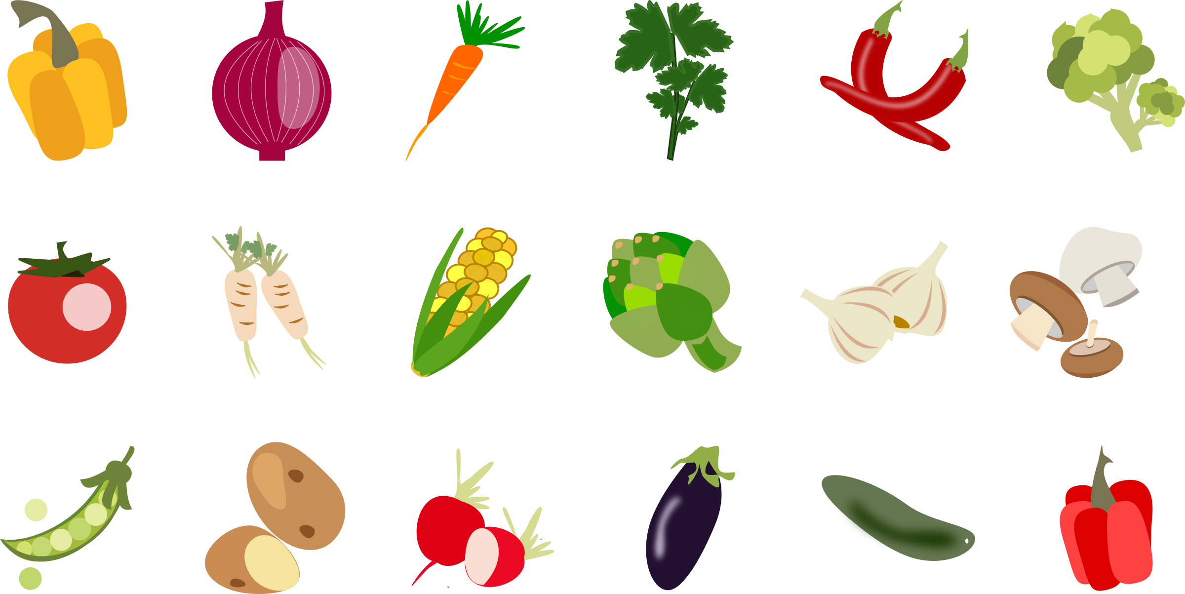 Assorted Vegetables Vector Illustration