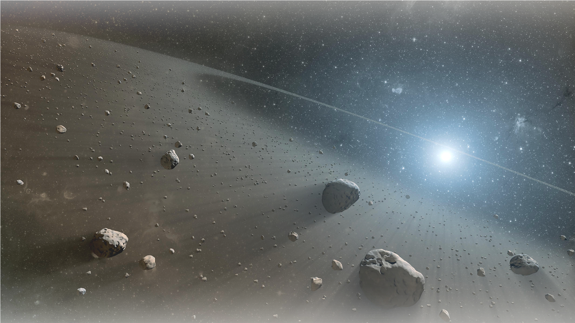 Asteroid Belt Space Scene