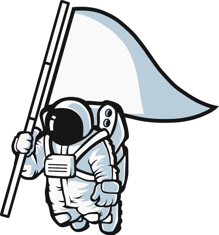 Astronaut Cartoon Holding Flag