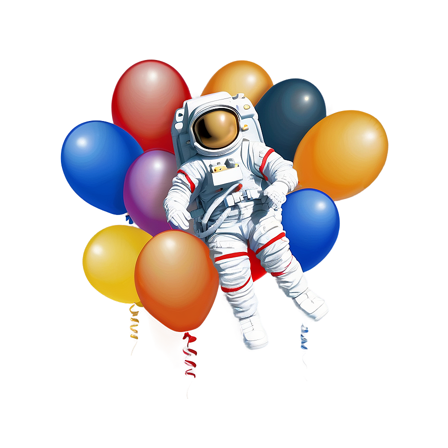 Astronaut Floating With Balloons Png Kts12