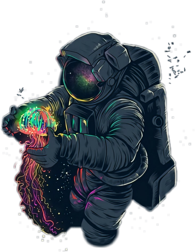 Astronaut Holding Cosmic Energy Illustration