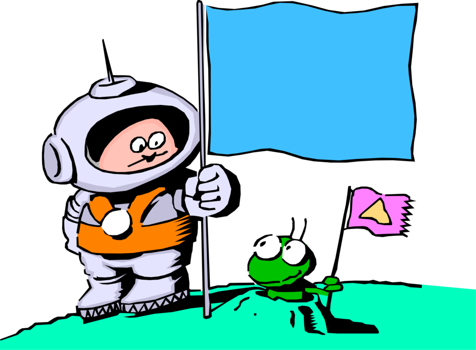 Astronautand Alien Friends Cartoon