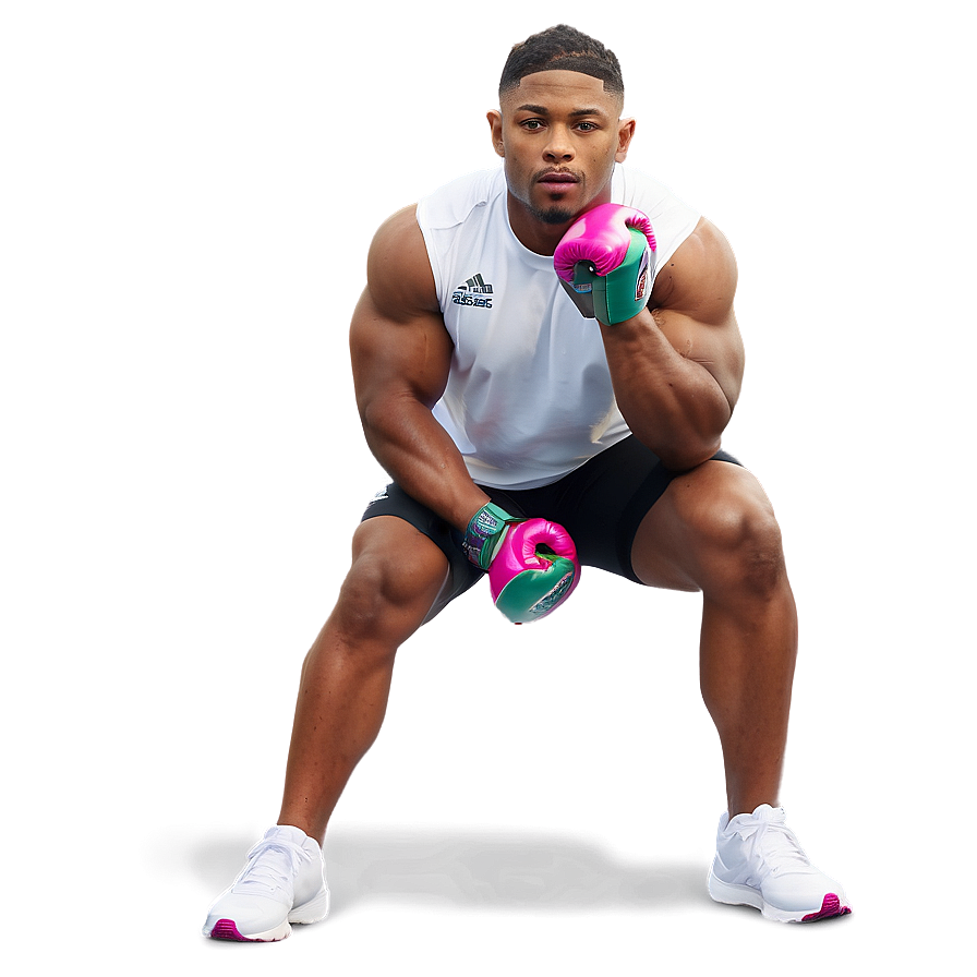 Athletic Man Boxing Gloves Pose