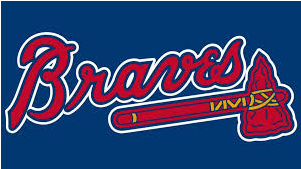 Atlanta Braves Logoon Blue Background