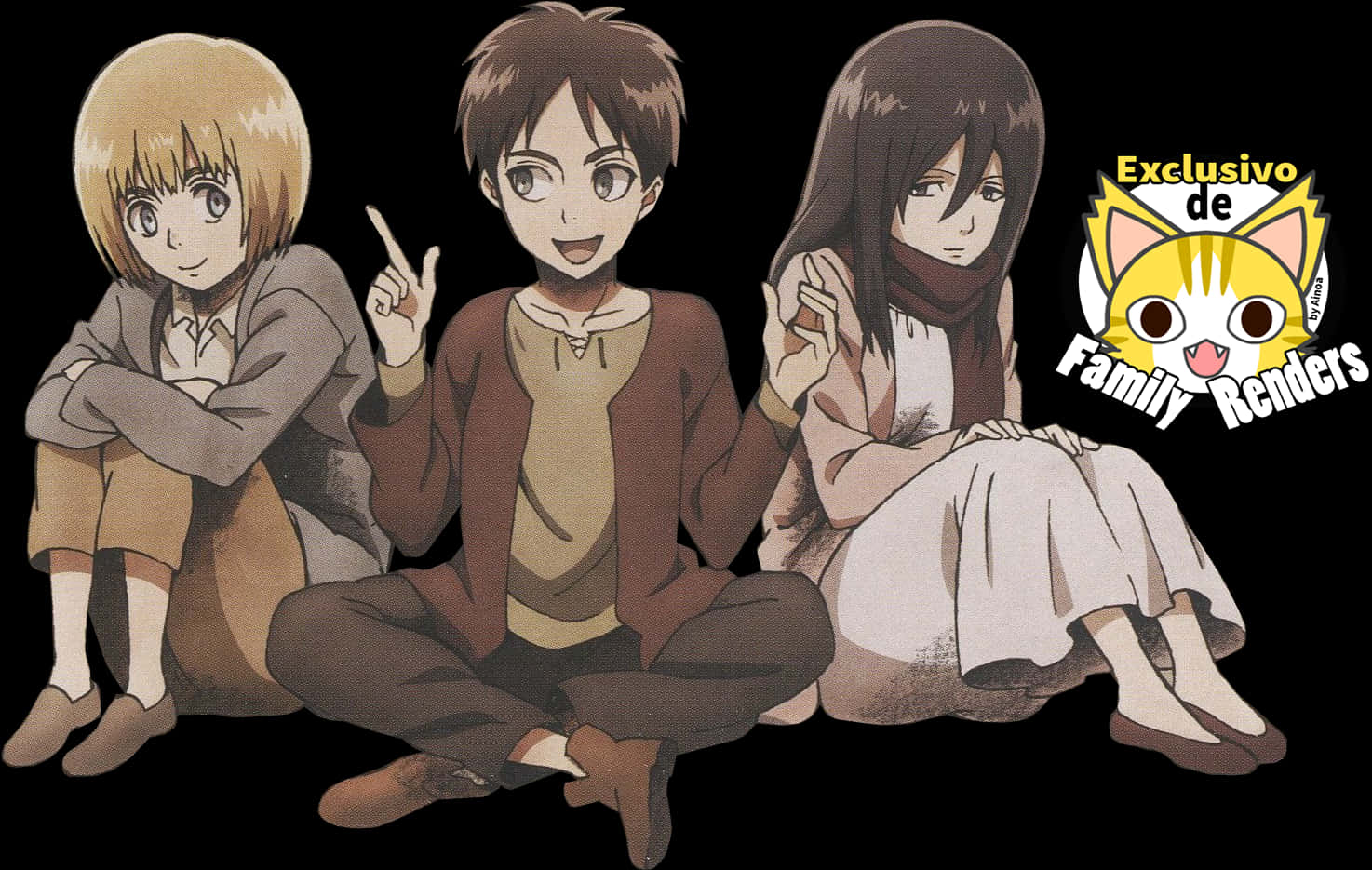 Attackon Titan Characters Sitting Together