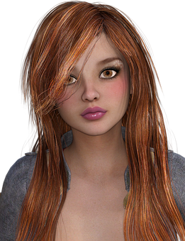 Auburn Haired3 D Woman Portrait