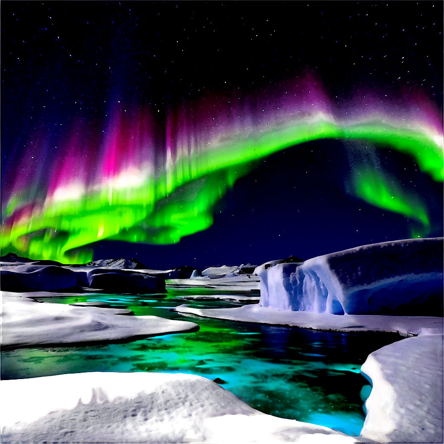 Aurora Borealis Over Icebergs Png 97