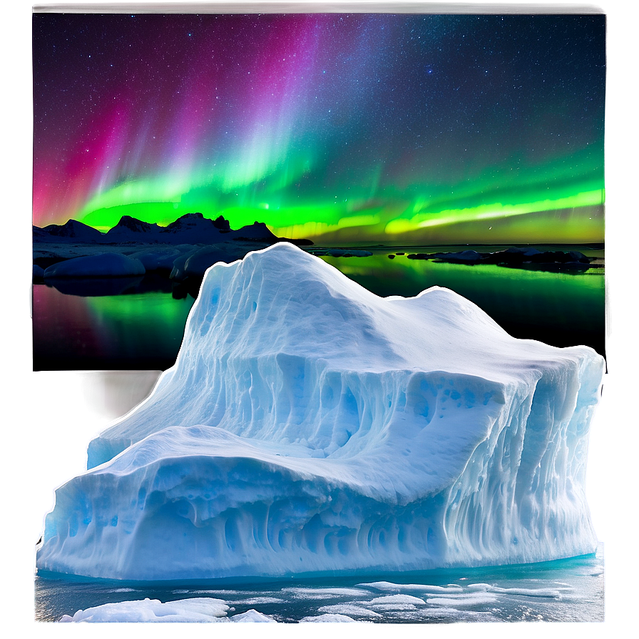 Aurora Borealis Over Icebergs Png Hkj