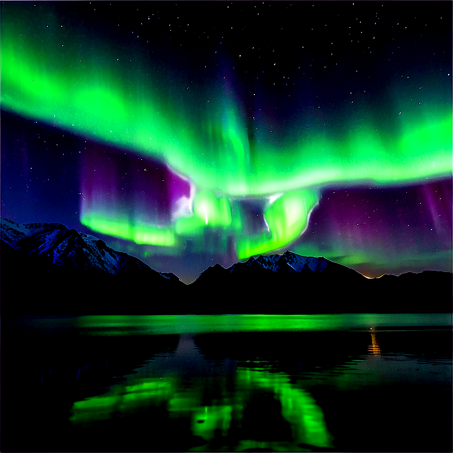 Aurora Borealis Over Lake Png Bsb5