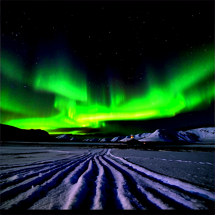 Aurora Borealis Over Snowfield Png Tkf38