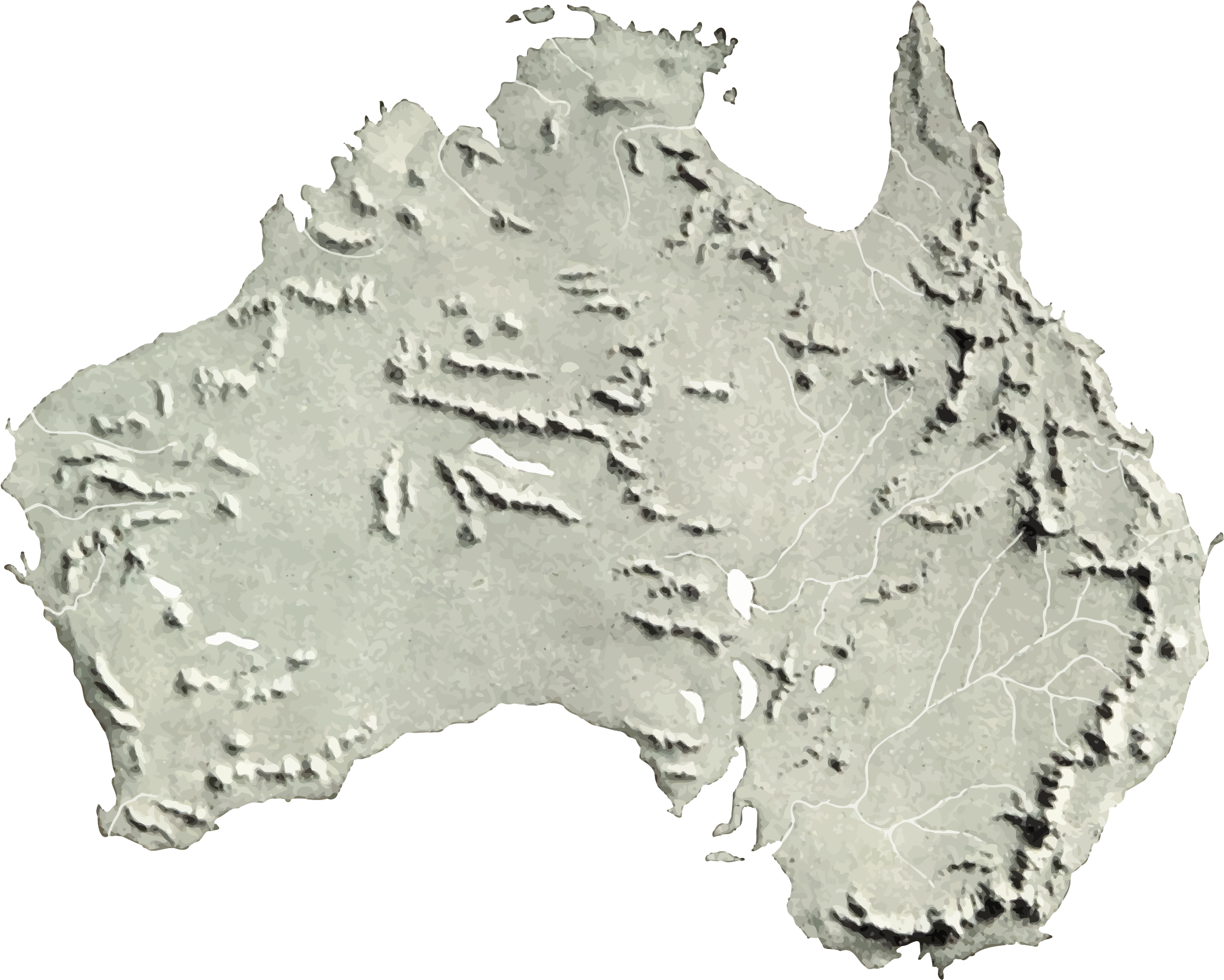 Australia Topographic Map Artistic Rendering