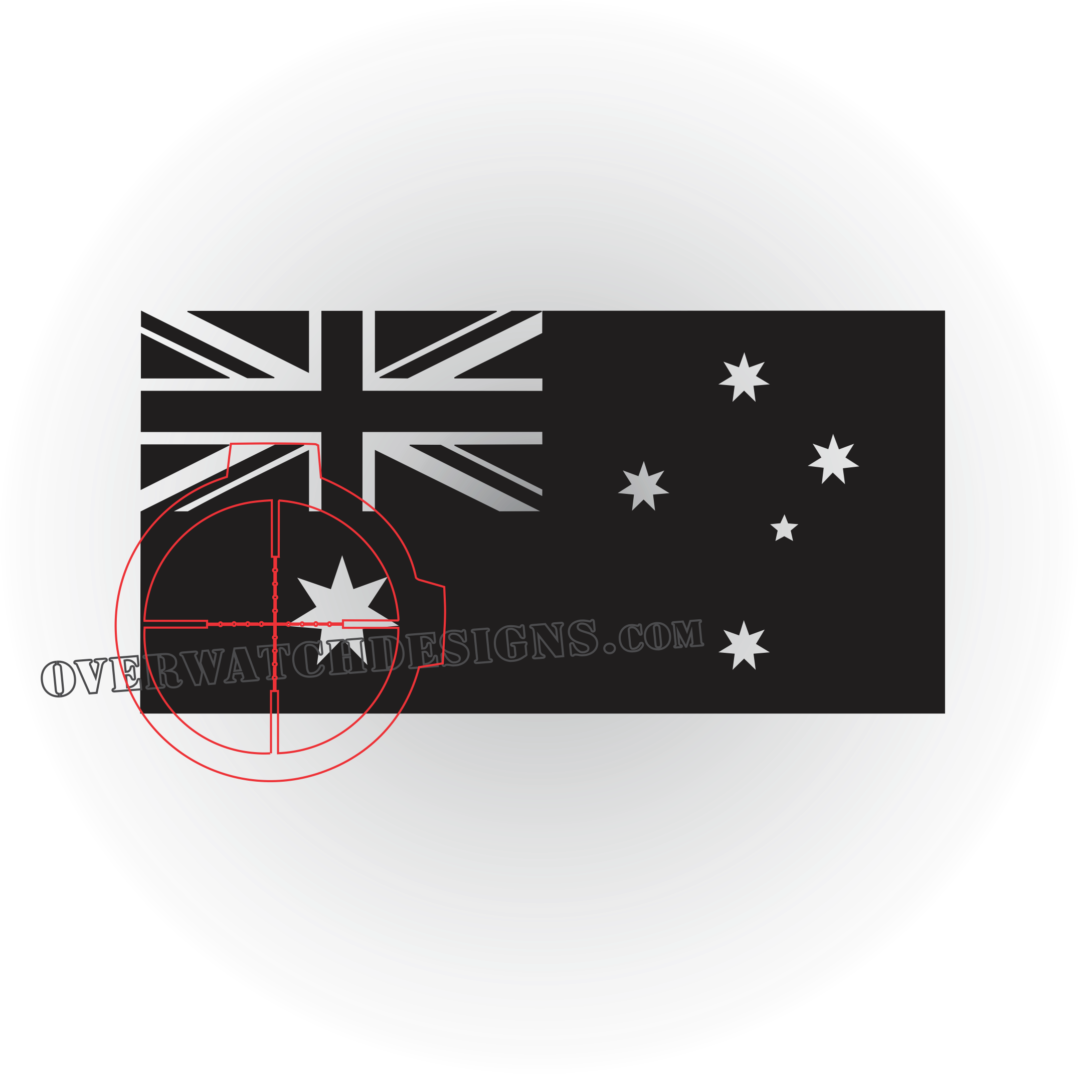 Australian Flag Watermarkand Red Circle