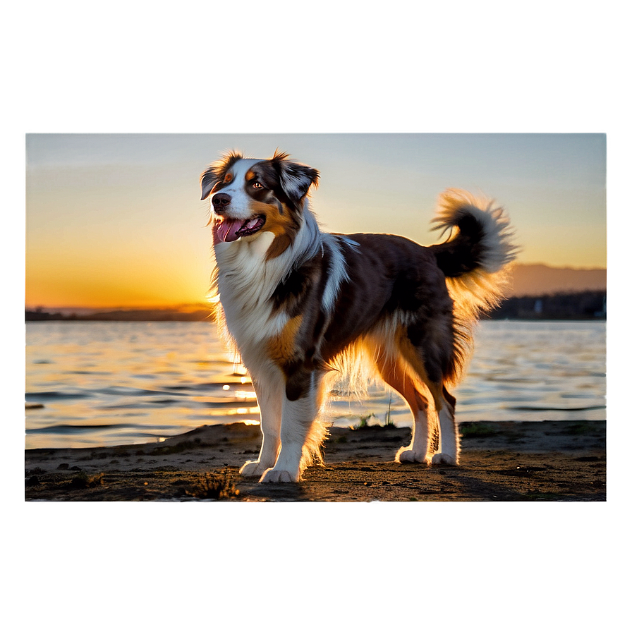 Australian Shepherd At Sunset Png Srr