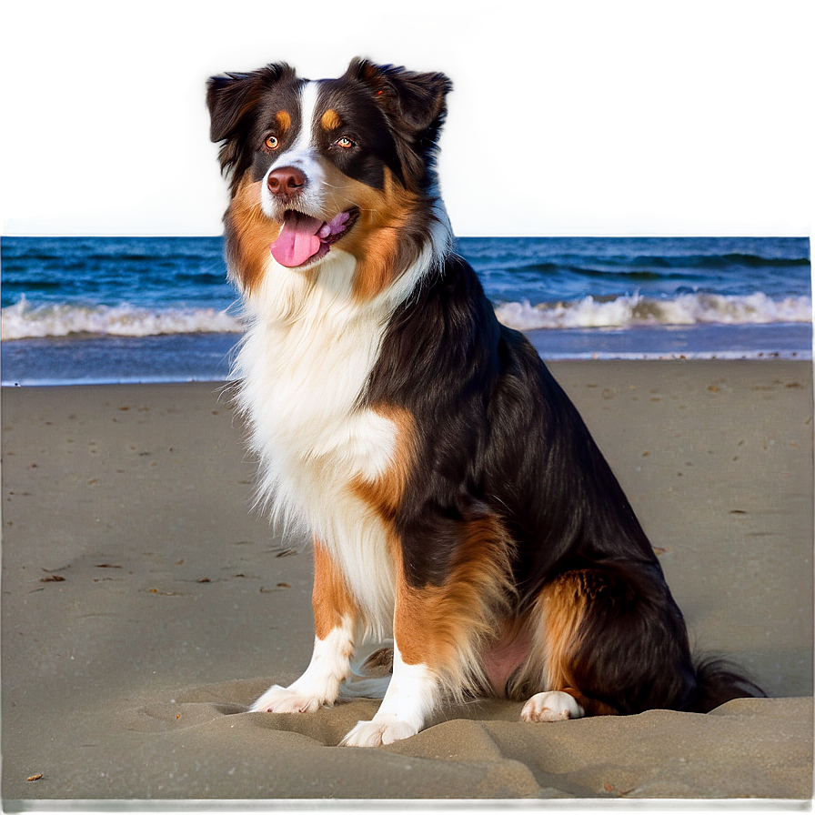 Australian Shepherd On Beach Png 21