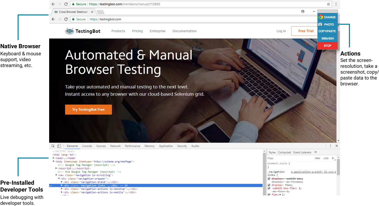 Automated Browser Testing Service Screenshot