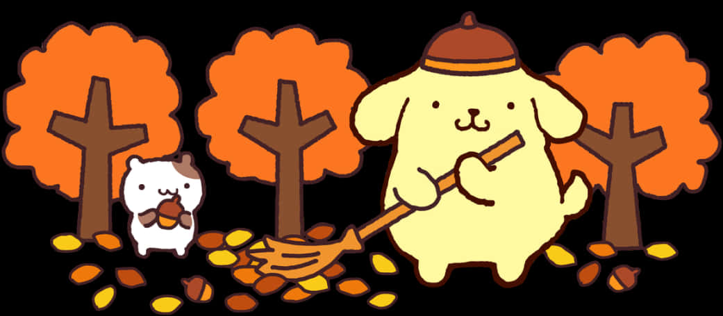 Autumn Cleanup Sanrio Characters