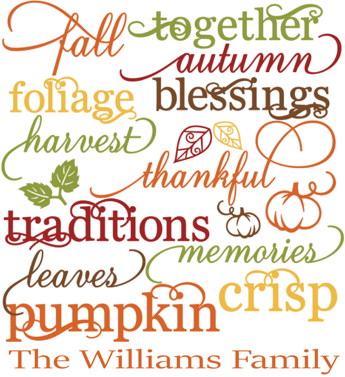 Autumn Family Thanksgiving Word Art