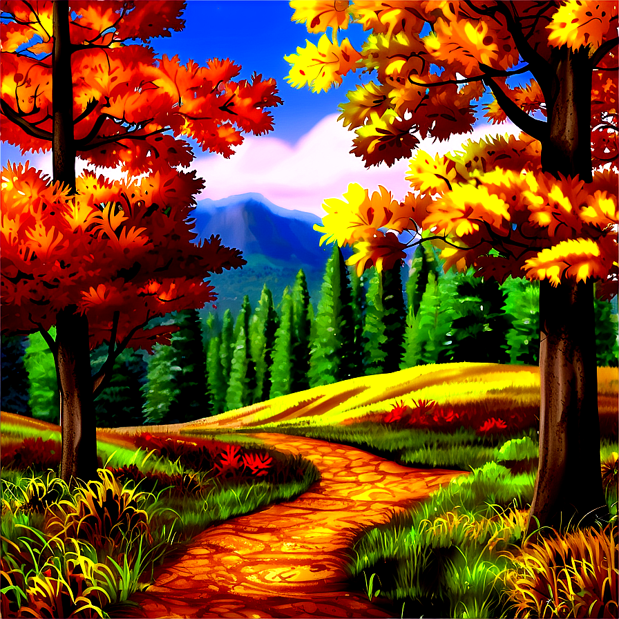 Autumn Forest Scenery Png Pua