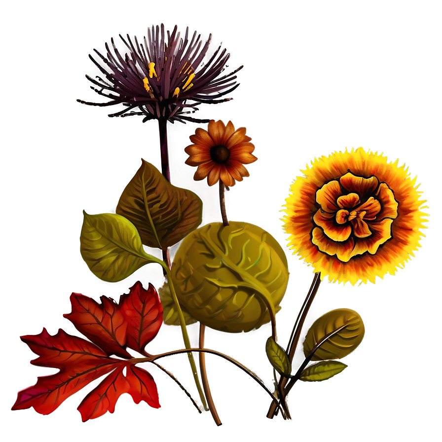 Autumn Garden Flowers Png Xgl