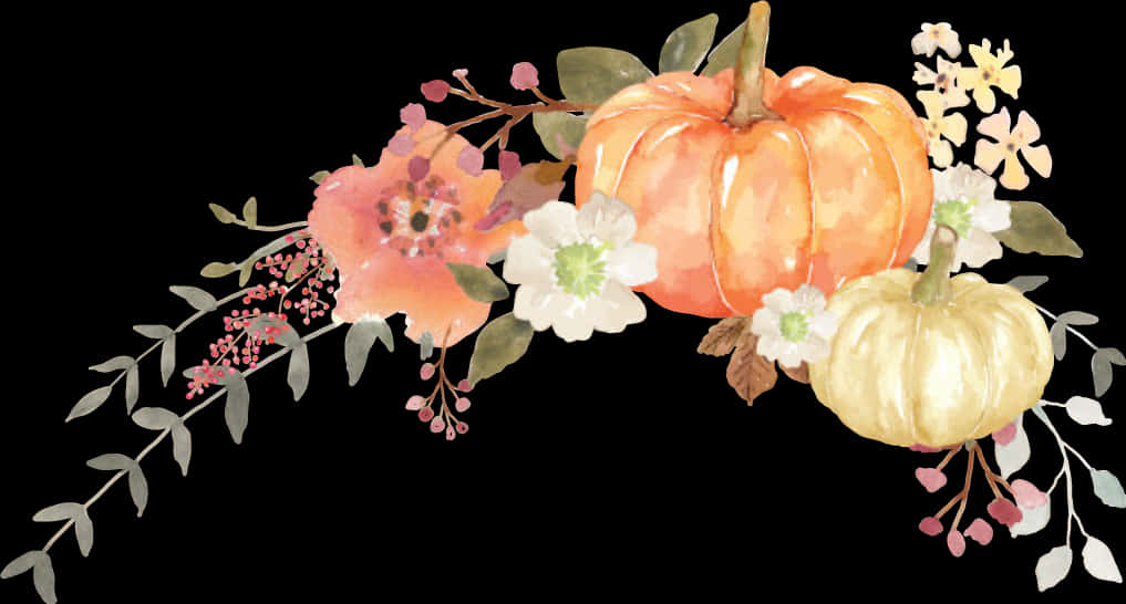 Autumn Harvest Watercolor Floral Arrangement