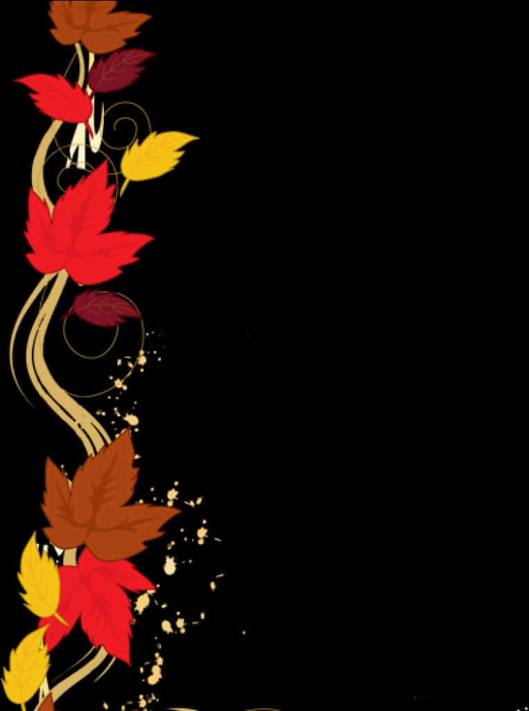 Autumn Leaves Vertical Border Design