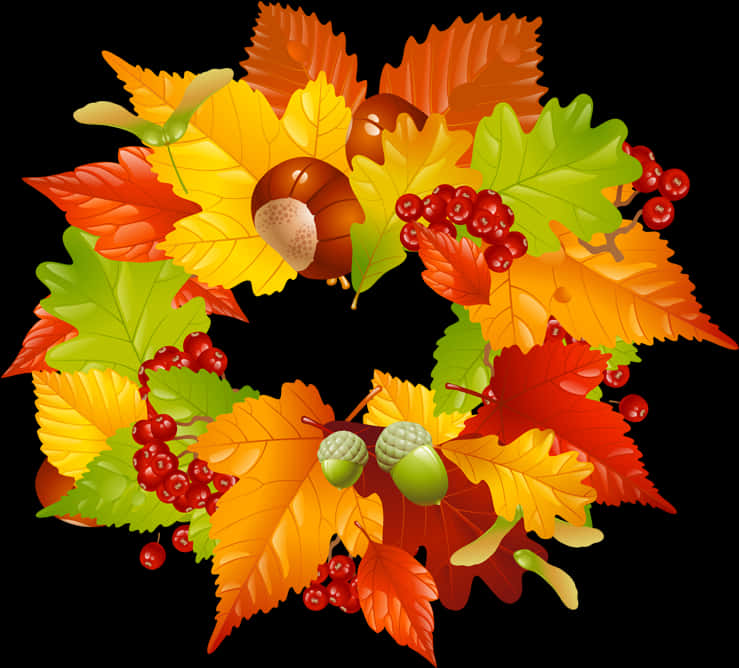 Autumn Leaves Wreath Illustration