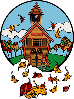 Autumn Schoolhouse Scene