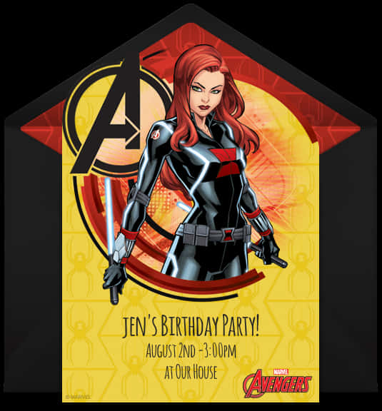 Avengers Themed Birthday Invitation Black Widow