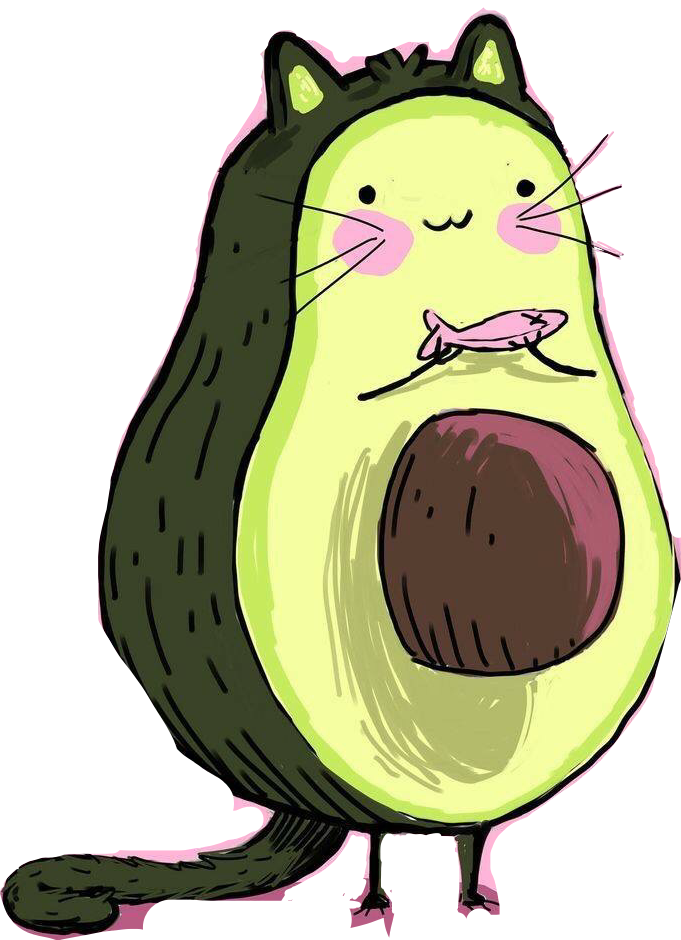 Avocado Cat Cartoon