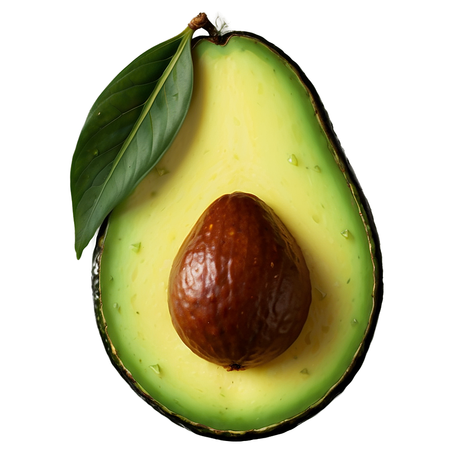 Avocado With Leaf Png Vec12