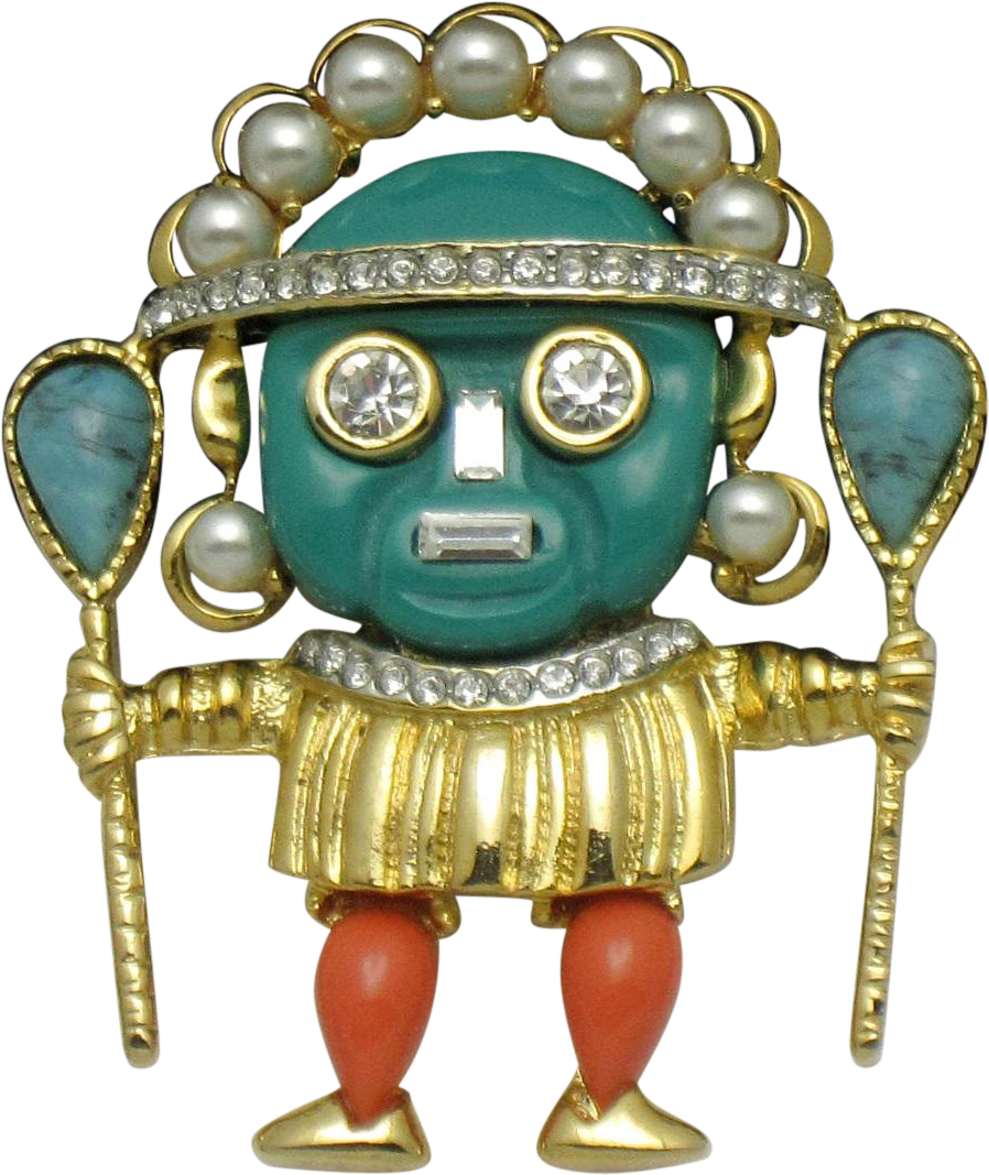 Aztec Warrior Figurine Golden Artifact