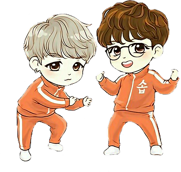 B T S Chibi Charactersin Orange Outfits