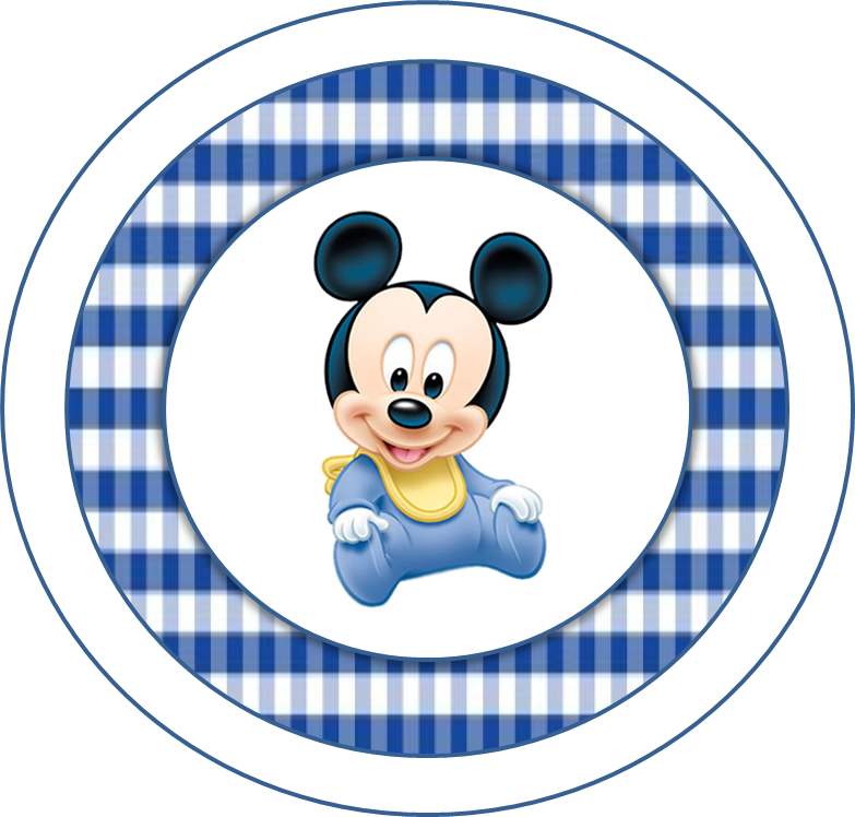 Baby Mickey Blue Checkered Background