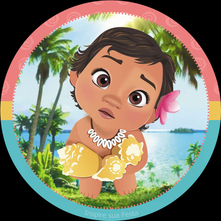 Baby Moana Tropical Backdrop