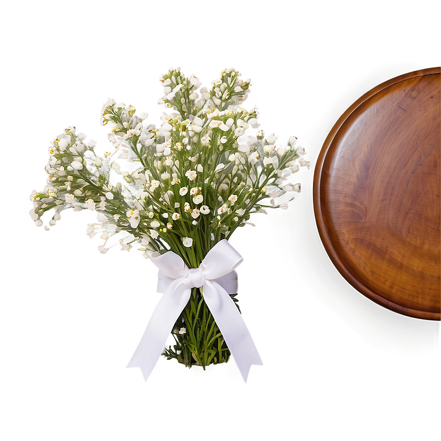 Baby's Breath On Wooden Table Png 57