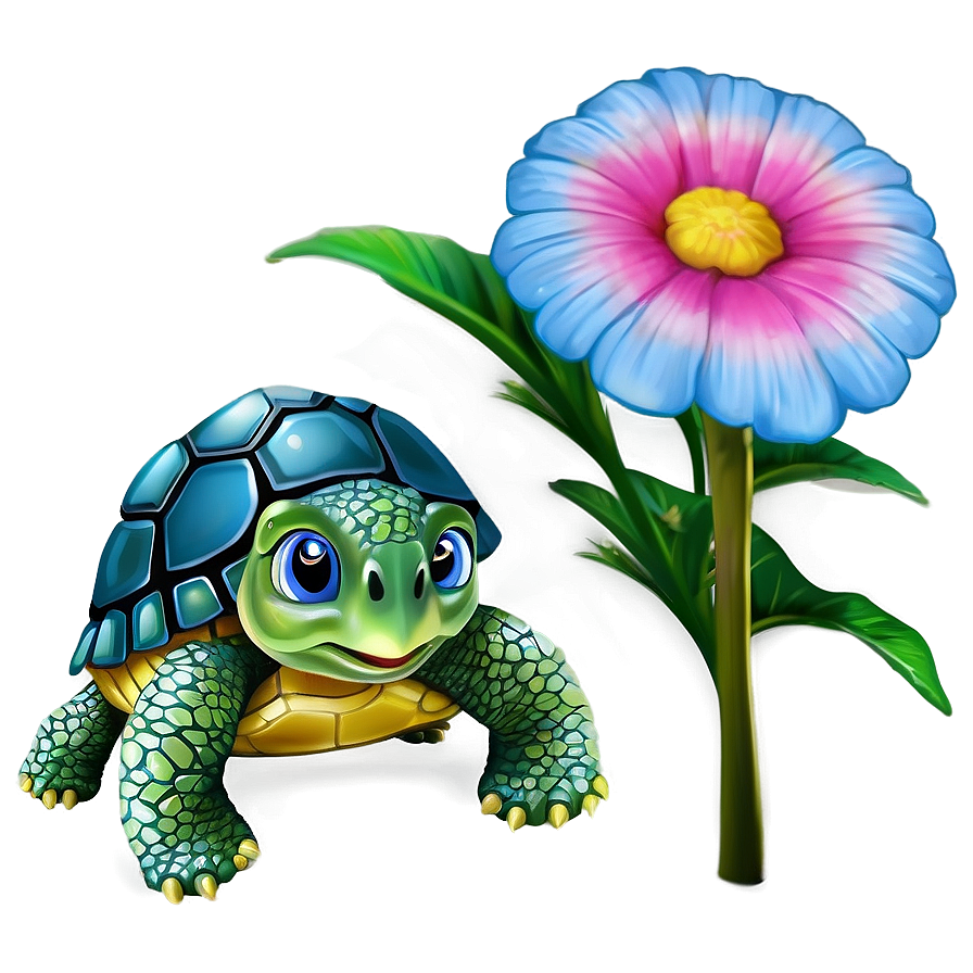 Baby Turtle And Flower Png 60