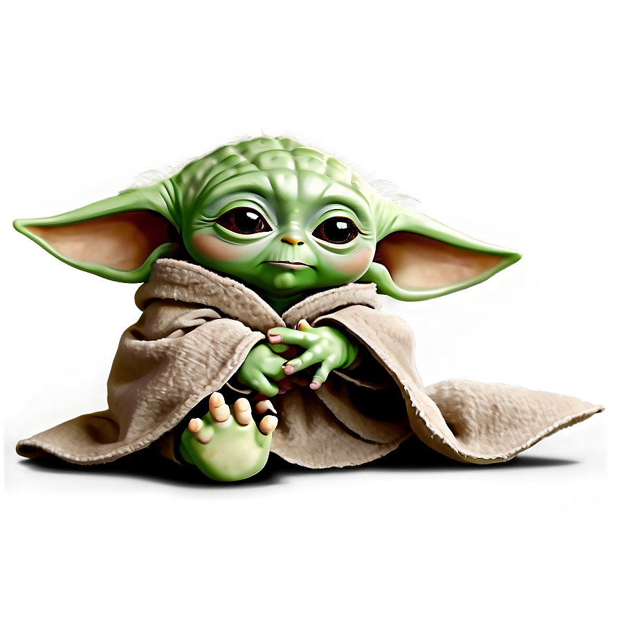 Baby Yoda Cartoon Sitting Pose Png Eaf