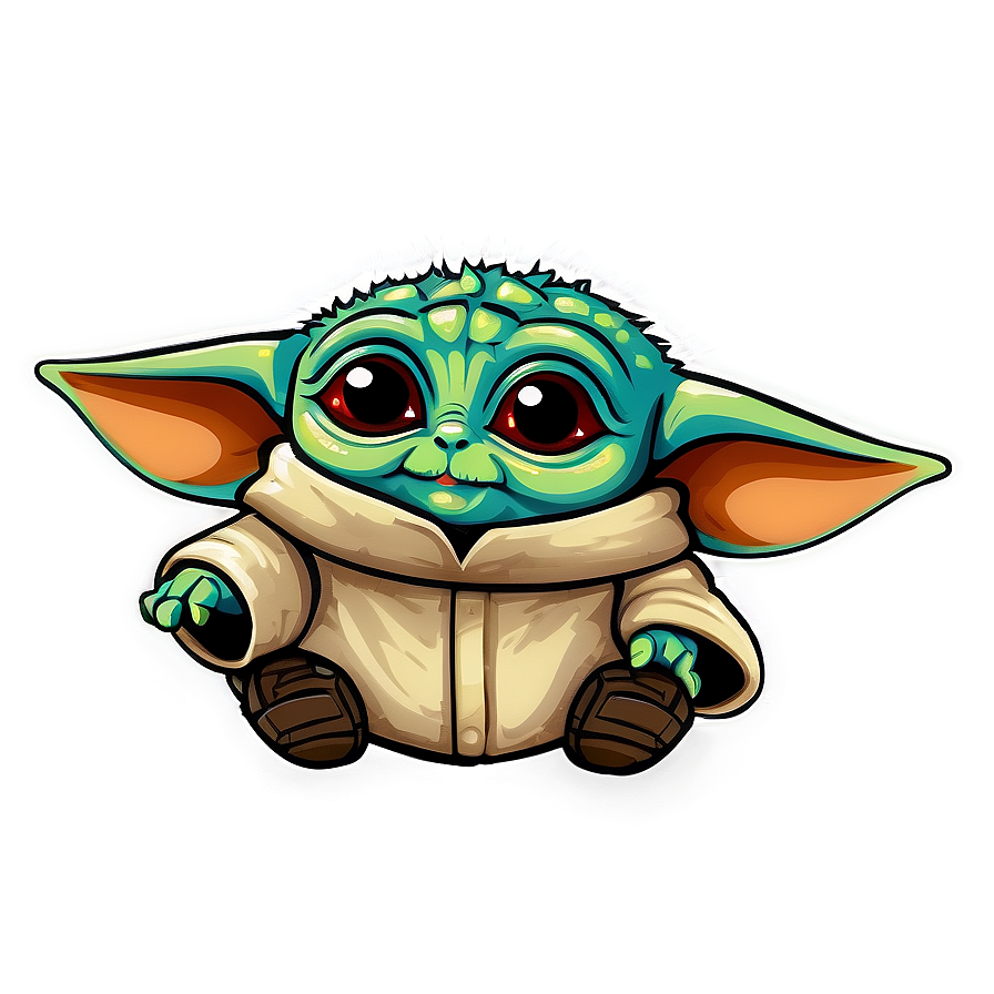 Baby Yoda Cartoon Smile Png 06252024