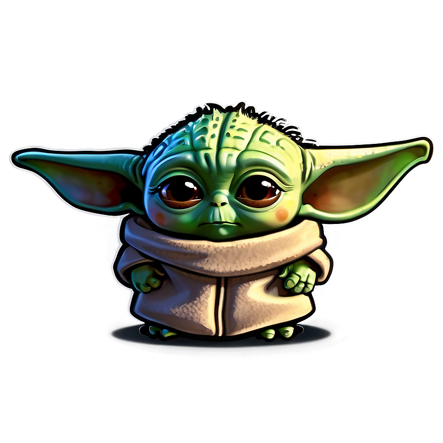 Baby Yoda Cartoon Sticker Design Png 06252024