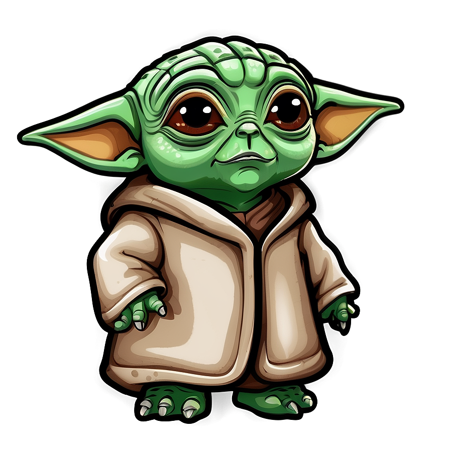 Baby Yoda Cartoon Sticker Design Png 30