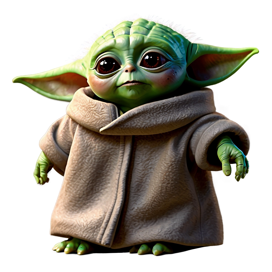 Baby Yoda Cartoon Waving Hand Png Qrs74